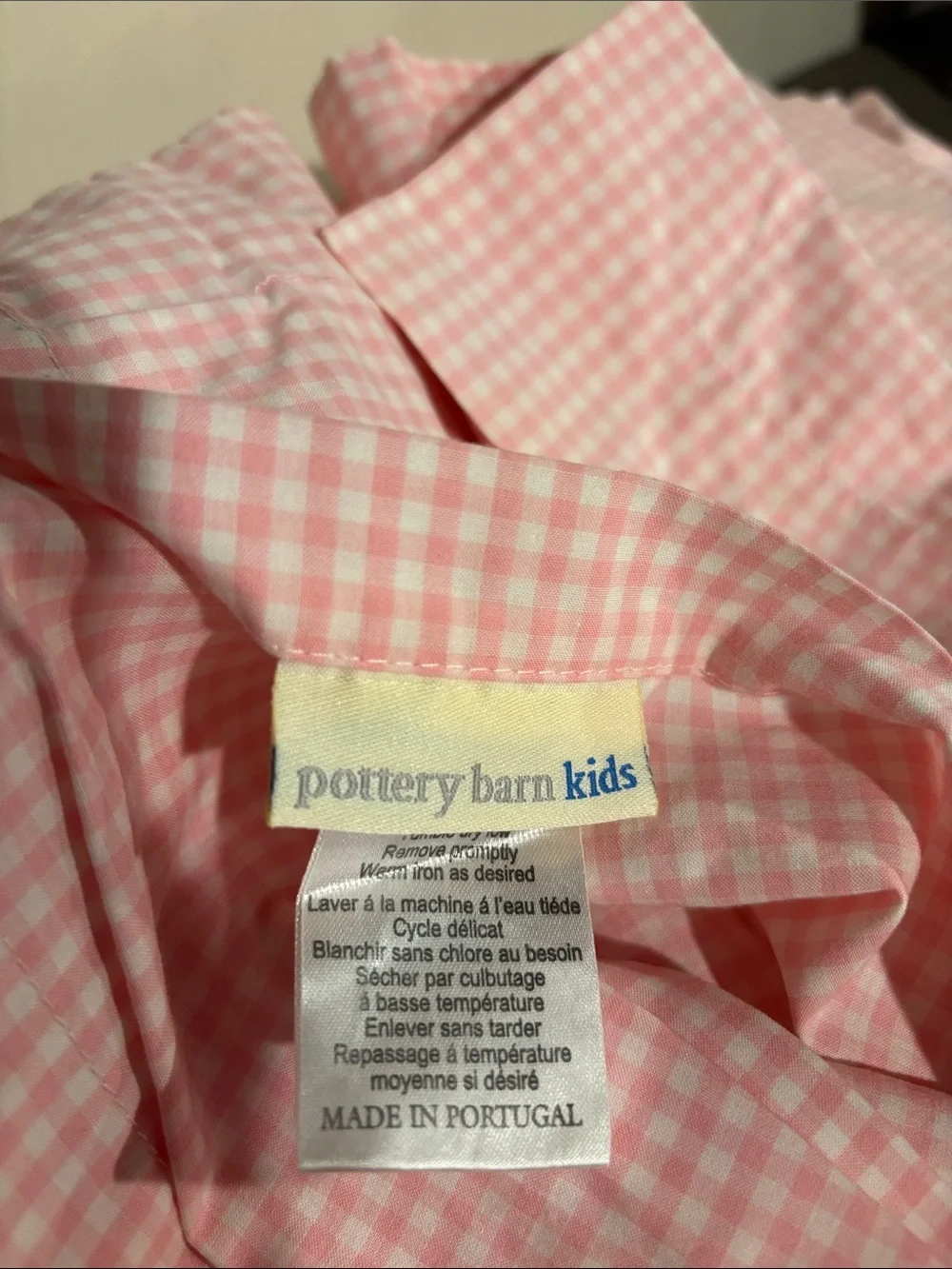 Pottery Barn Kids Gingham Pink Twin Duvet Cover
